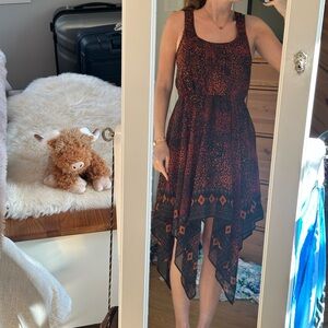 Urban Outfitters Black and Red Handkerchief Hem Dress